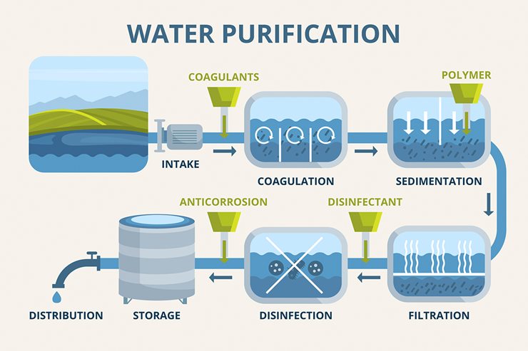 Prozess der Trinkwasser bzw. Abwasserreinigung mit Chlordioxid